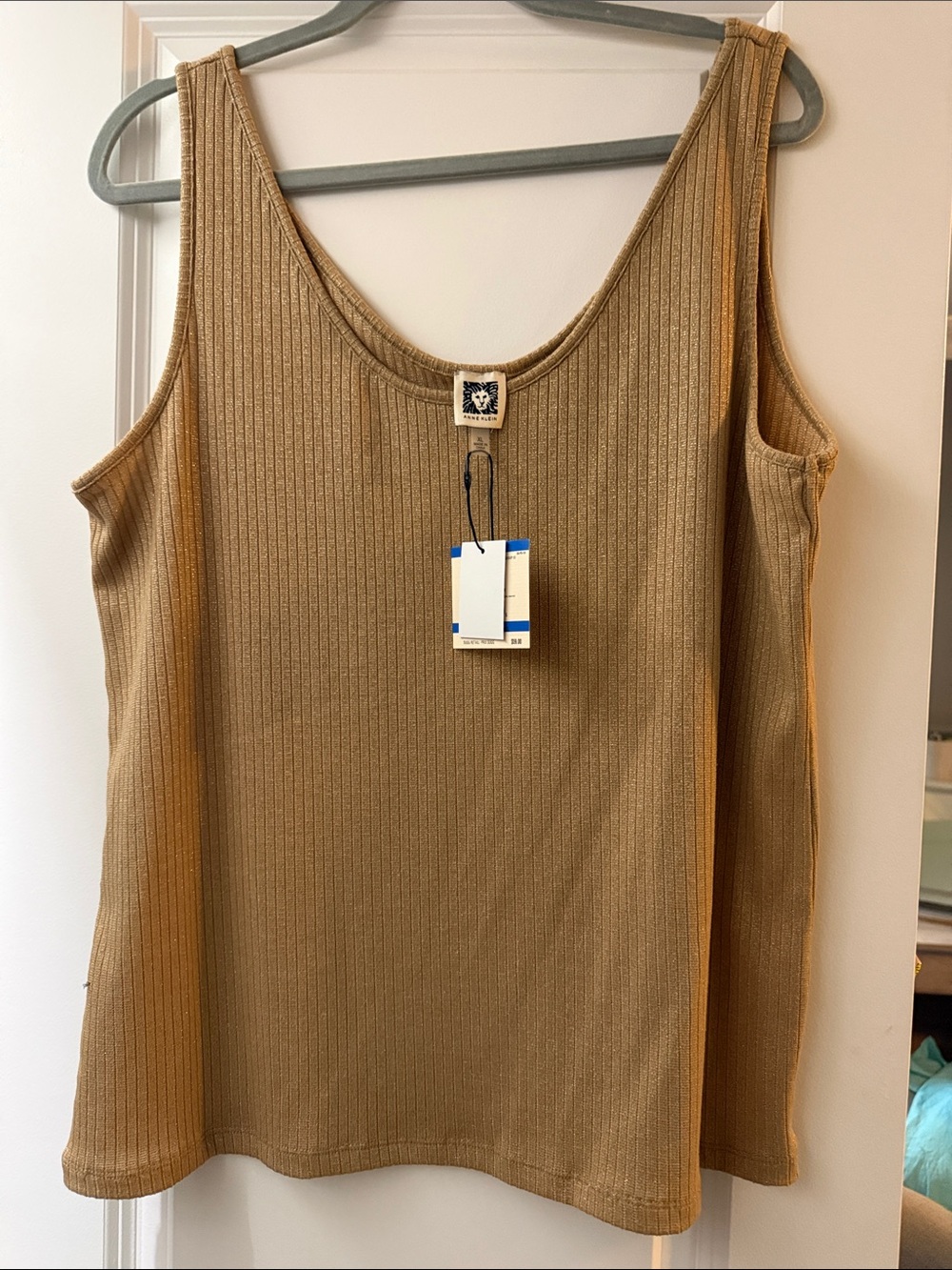 Anne Klein Ribbed Tank Top in Tan